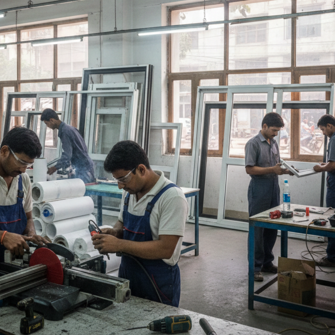 People working in a UPVC industry